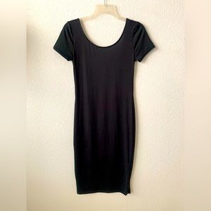 Black midi scoop neck dress